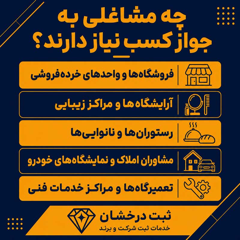 چه مشاغلی به جواز کسب نیاز دارند؟